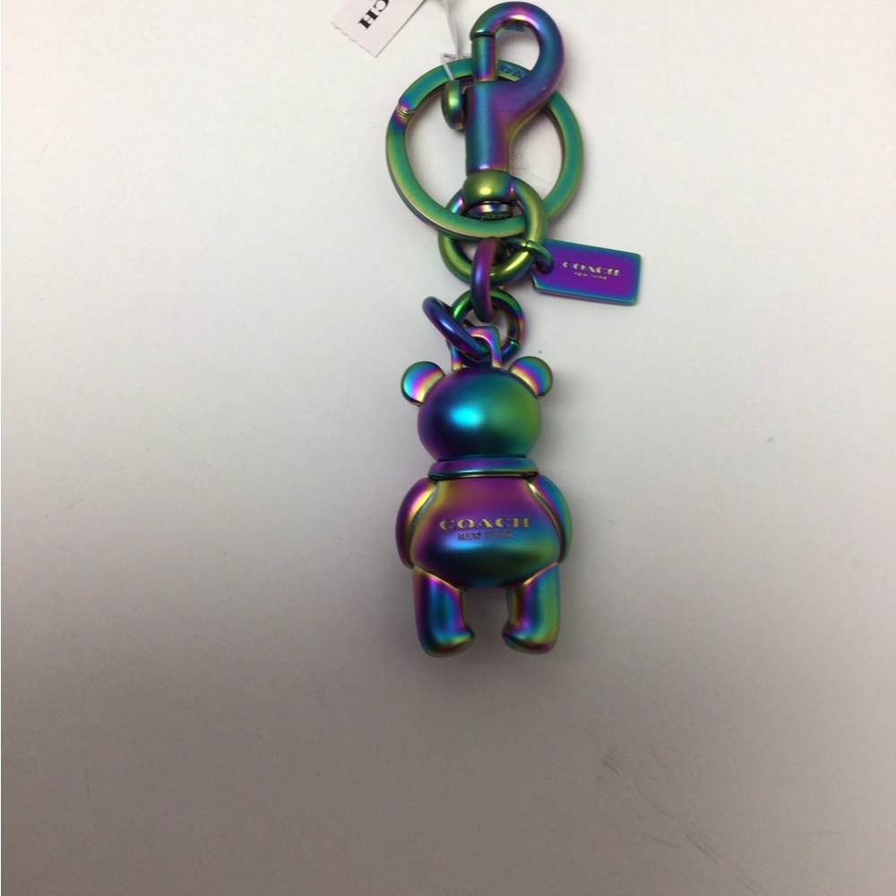 Coach Hologram Iridescent Multi-Color Oil Slick 3D Bear Purse/Bag Charm - Picture 5 of 5